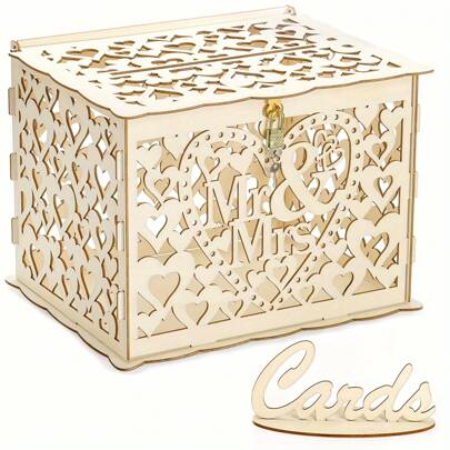 Large Rustic Wedding Card Box, Wooden Card Holder With Wedding Sign, Perfect For Weddings, Anniversaries And Special Occasions