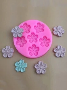 1 件 10 腔迷你樱花和桃花硅胶模具适用于石膏和树脂 DIY 装饰模具 - 粉色 - 查看 4