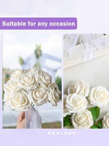 2/4/6/8/10/12/14/16/18/20/22/25/30入組人工玫瑰花,粉色漸變泡沫模擬假玫瑰花,適用於家居裝飾、婚禮新娘花束、嬰兒派對桌面擺設以及家庭花園桌面裝飾 - 米色 - 查看 6