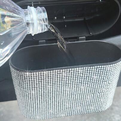黑色汽車垃圾桶，帶鑽石設計