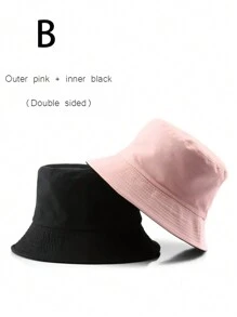 1pc Unisex Two-Sided Solid Color Outdoor Sun Hat, Bucket Hat Casual - Multicolor - View 21