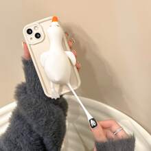Funny 1pc Squishy Extendable Anti-Drop Duck Phone Case Compatible With Iphone - Brown - View 6