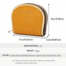 Leather Credit Card Holder Small Zipper Card Case Wallet For Women - Brown - View 5