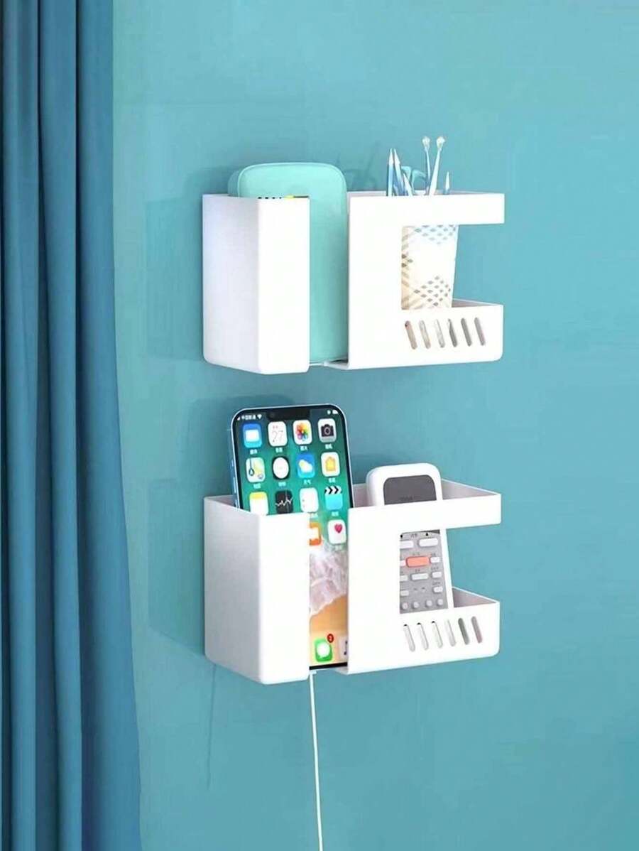 3pcs/1pc Wall-Mounted Phone Charging Station, Remote Control Organizer, Self-Adhesive Storage Shelf, Phone Stand For Living Room, Bedroom, Bathroom Storage Fall Home Decor Room Decor No-Drill