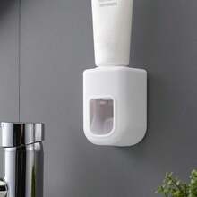 1pc Automatic Plastic Toothpaste Dispenser, Household Wall Mounted Toothpaste Squeezer, Punch-Free  Toothpaste Dispenser, Bathroom Accessories - White - View 6