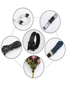 10 szt. czarnych, magicznych taśm mocujących, samoprzylepnych opasek kablowych, organizerów na kable nylonowe - Czarne - Zobacz 6