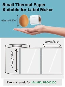 MARKLIFE透明熱敏標籤紙1.57"X1.18"(40*30毫米)透明標籤，透明1卷230個/Roll-P50、D100標誌/條碼/貼紙 - 無色 - 查看 4