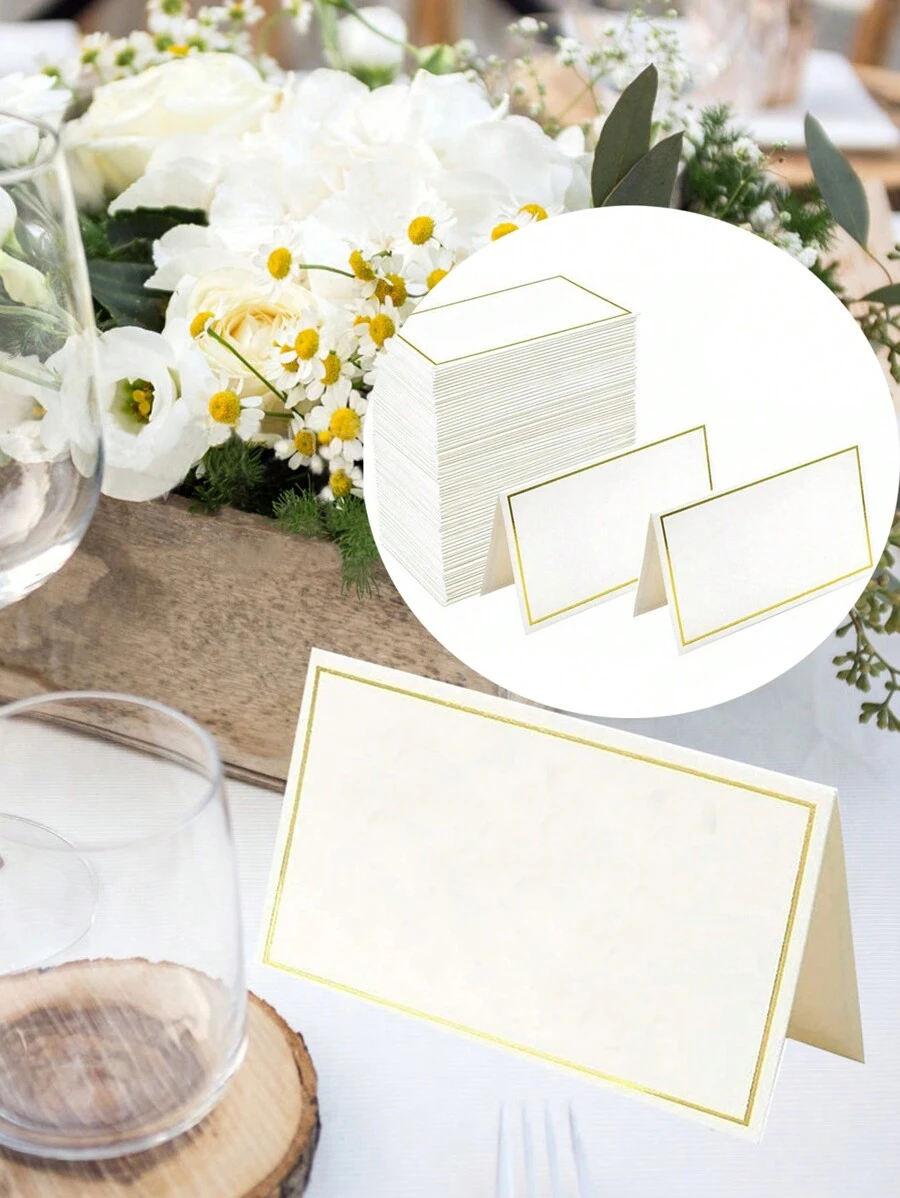 10/50/100入組金箔桌牌，婚禮客人名稱卡，座位桌牌，適用於婚禮、宴會和席位卡 - 金色 - 查看 1