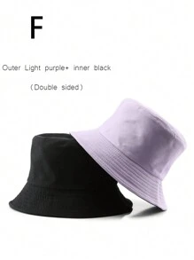 1pc Unisex Two-Sided Solid Color Outdoor Sun Hat, Bucket Hat Casual - Multicolor - View 7