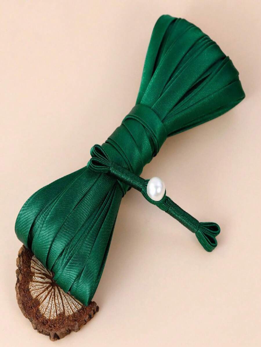 5 cái/bộ Trang trí ngọc trai Nút Ếch & Dây tơ hồng Trung Quốc & Móc và mắt Khép kín Đối với Sườn xám Quần áo , Phong cách Retro - Màu xanh lá cây đậm - Xem 1