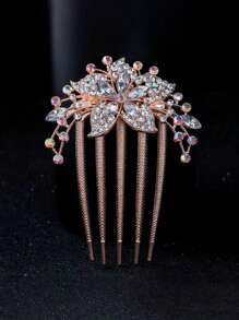 Peineta de cristal floral elegante para mujer, pasador de pelo, accesorio de peinado, tenedor de pelo, pinza de pelo para boda, fiesta y uso diario, peinetas elegantes para el cabello, peineta lateral, artículos escolares - Blanco - Ver 2