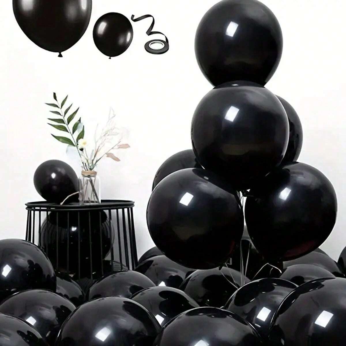 30pcs (After Inflation) 5Inch Black Balloons With A Piece Of Patch