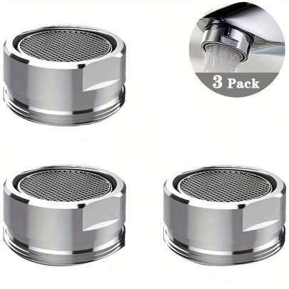 3pcs Faucet Aerator With Splash-Proof Filter For Kitchen Sink, Bathroom, Wide Plating Arc And Swivel Aerator Kit