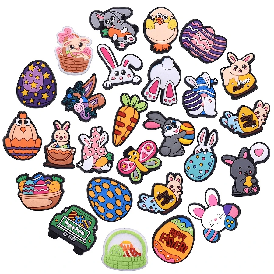 26pcs lễ Phục sinh Mẫu Giày Đối với Guốc Bong bóng Trượt Dép xăng đan , PVC Trang trí giày Phụ kiện Đối với Giáng sinh Quà sinh nhật Buổi tiệc - Nhiều màu - Xem 1