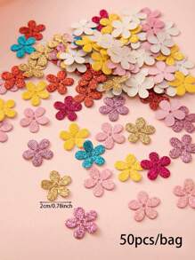 50pcs Powder Sprinkled Five-Petal Flower Diy Sew-On Decoration Patch - Multicolor - View 2