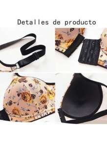 3 Piece Set Plus Size Underwear No Steel Ring Front Buckle Ruched Beauty Back Bra - Black - View 5