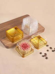 16/20/25/30/50 piezas Cajas para pasteles con tapas transparentes, cajas para pasteles chinos, pasteles y pasteles, utilizadas para pasteles, chocolates, pasteles de luna y talla grande, regalos para fiestas de cumpleaños, regalos para fiestas de bodas, herramientas de repostería, accesorios de cocina - Dorado - Ver 3