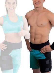 1pc Hip Joint Protection Strap For Groin Muscle Strain And Injury Black Unisex Sports Fitness Compression Leg, Knee, Waist Protector With Left And Right Optional - Black - View 8