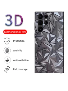 3pcs 3D Diamond Shape Effect Phone Back Protector Film, Protection Sticker Compatible With Galaxy S22 Ultra/S23 Ultra/S24 Ultra/A16/A36/A56/A26 Models, Anti-Scratch Waterproof Tempered Glass Shockproof Anti-Fall Anti-Fall Anti-Fingerprint Full Cover - Clear - View 5