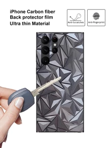 3pcs 3D Diamond Shape Effect Phone Back Protector Film, Protection Sticker Compatible With Galaxy S22 Ultra/S23 Ultra/S24 Ultra/A16/A36/A56/A26 Models, Anti-Scratch Waterproof Tempered Glass Shockproof Anti-Fall Anti-Fall Anti-Fingerprint Full Cover - Clear - View 8