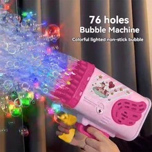 泡泡機槍玩具,帶燈泡泡槍,含泡泡液,76/69/40孔泡泡機,適用於兒童和成年人,戶外&室內慶祝生日和婚禮派對禮物 - 粉紅色泡泡機(不包含泡泡液) - 彩色 - 查看 4