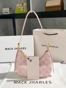 Neuankömmling 2024 Damen rosa Achseltasche, Schulter-Umhängetasche mit sichelförmiger Form, perfekt für lässige Frühlings- und Sommer-Outfits (Hinweis: Die Verpackungstasche auf dem Bild ist nicht enthalten)