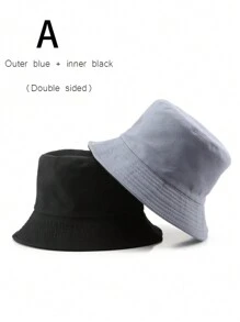 1pc Unisex Two-Sided Solid Color Outdoor Sun Hat, Bucket Hat Casual - Multicolor - View 11
