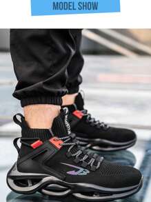 Men's Work Safety Shoes, High-Top Lace-Up, Sturdy Steel Toe Cap, Anti-Crush, Anti-Puncture, Anti-Skid, Breathable, Lightweight, Industrial Construction Outdoor Work Safety Boots, Suitable For All Seasons - Black - View 11