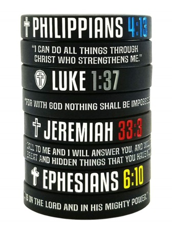 1入/4入組靈感力量經文橡膠手鐲矽膠手環