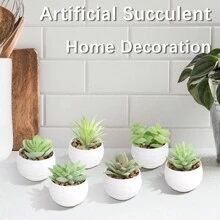 6 cây/bộ cây mọng nước nhân tạo mini, cây mọng nước xanh trong chậu gốm trắng và đen, làm bằng PE, cây mọng nước giả, đồ trang trí để bàn, đồ trang trí nhà cửa, đồ trang trí sân vườn, đồ trang trí trường học/văn phòng, quà tặng ngày lễ tình nhân, mùa xuân/hè, đồ trang trí tiệc/sự kiện/sinh nhật ngoài trời, đồ trang trí khách sạn/nhà hàng/phòng khách/phòng ngủ/đám cưới, đồ trang trí xanh, đồ trang trí quanh năm - trắng - Xem 7