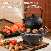 11英寸室外鑄鐵炭火烤肉架,鑄鐵爐 + 烤網 + 隔熱底板,非常適合家庭聚會、露營、燒烤