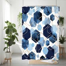 4入組浪漫藍色幾何圖案,現代幾何圖形融入藍調,配上金邊,為您的浴室帶來優雅高貴的感覺,精緻的印刷技術,防水和隱私保護功能,柔軟舒適的聚酯纖維材料,耐用不褪色,防水防潮,易於清潔並快速乾燥,為正方形 - YB- 652 4PCS - 查看 4