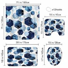 4入組浪漫藍色幾何圖案,現代幾何圖形融入藍調,配上金邊,為您的浴室帶來優雅高貴的感覺,精緻的印刷技術,防水和隱私保護功能,柔軟舒適的聚酯纖維材料,耐用不褪色,防水防潮,易於清潔並快速乾燥,為正方形 - YB- 652 4PCS - 查看 2