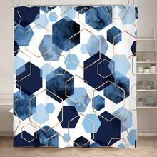 4入組浪漫藍色幾何圖案,現代幾何圖形融入藍調,配上金邊,為您的浴室帶來優雅高貴的感覺,精緻的印刷技術,防水和隱私保護功能,柔軟舒適的聚酯纖維材料,耐用不褪色,防水防潮,易於清潔並快速乾燥,為正方形 - YB- 652 4PCS - 查看 5