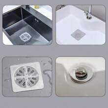 10 Piezas Cubierta De Drenaje De Malla Autoadhesiva Con Patrón De Rejilla Para Prevenir Que Las Cucarachas Y Los Pequeños Insectos Voladores Obstruyan El Alcantarillado De La Cocina Y El Baño - Pegatina de drenaje de piso de rejilla Tianzi 10 piezas - Ver 7