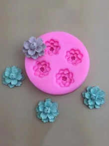 1pc 10-Cavity Mini Cherry Blossom Silicone Mold For Gypsum & Resin DIY Decorating Mold - Pink - View 4