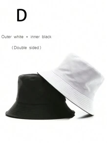 1pc Unisex Two-Sided Solid Color Outdoor Sun Hat, Bucket Hat Casual - Multicolor - View 16