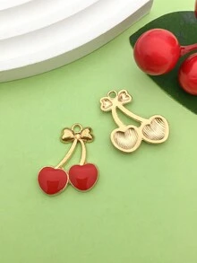 10 件裝時尚琺瑯水果櫻桃吊墜適合 Diy 手鍊項鍊耳環珠寶製作配件 - 紅色 - 查看 4