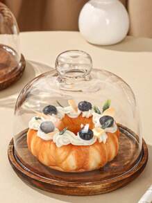 新款复古日式樟木蛋糕托盘，多功能餐盘，适用于家庭厨房、餐厅、客厅，可盛放糖果、饼干、面包，也适用于婚礼、派对、礼品、生日等场合。 - 棕色 - 查看 11