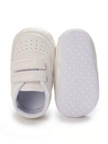 Classic Unisex Pu White Shoes For Infant, Suitable For All Seasons