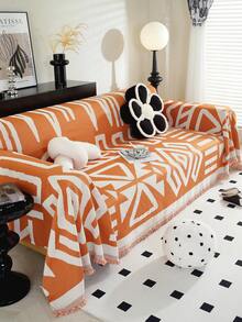 1 Miếng Phong cách Bohemian Chăn bọc Ghế sô pha , Chenille Chất vải , Tua Cạnh , Máy giặt được , Tất cả Mùa phổ cập - trái cam - Xem 5