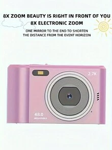 1入組數碼相機,支援32g記憶卡,4400萬像素,2.7k錄製,8倍變焦,2.4英寸高清lcd屏幕,便攜式迷你卡片ccd數碼相機,適合學生日常旅行玩具禮物-黑色 - 黑色 - 查看 4