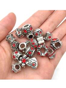 ngẫu nhiên 10 cái Retro Dát Pha lê Lớn Lỗ Hạt , Hợp kim Men răng Spacer Hạt , Đối với DIY Thủ công Vòng tay cườm Dây chuyền Thủ công mỹ nghệ , Làm đồ trang sức Quân nhu - tròn - Xem 10