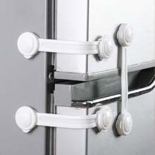 3 件套熊图案婴儿锁，长扣抽屉锁，防止打开橱柜门，防止儿童被推拉门夹伤，冰箱门锁婴儿洗澡家庭装饰礼物 - 白色 - 查看 2