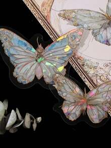 1張粉色水晶蝴蝶形狀3d貼紙,適用於diy手工藝品,創意手帳裝飾和標籤標記。 - 藍色 - 查看 6