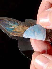 1張粉色水晶蝴蝶形狀3d貼紙,適用於diy手工藝品,創意手帳裝飾和標籤標記。 - 藍色 - 查看 5