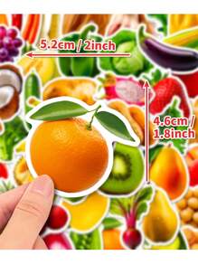 50 Piezas Pegatinas De Frutas Y Verduras Para La Educación De Los Niños, Imágenes De Dibujos Animados