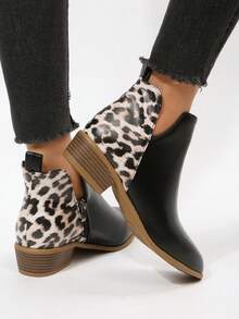 Của phụ nữ Dày Gót chân In hoa Báo Pointed Toe Dây kéo bên Giày ống Ankle , Linh hoạt & Thoải mái Giày ống - màu đen - Xem 4