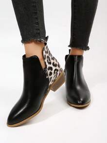 Của phụ nữ Dày Gót chân In hoa Báo Pointed Toe Dây kéo bên Giày ống Ankle , Linh hoạt & Thoải mái Giày ống - màu đen - Xem 5