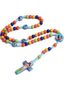 1 件手工彩色壓克力珠項鍊附卡通十字與原子洗禮 - 亞克力串珠項鍊 - 查看 10
